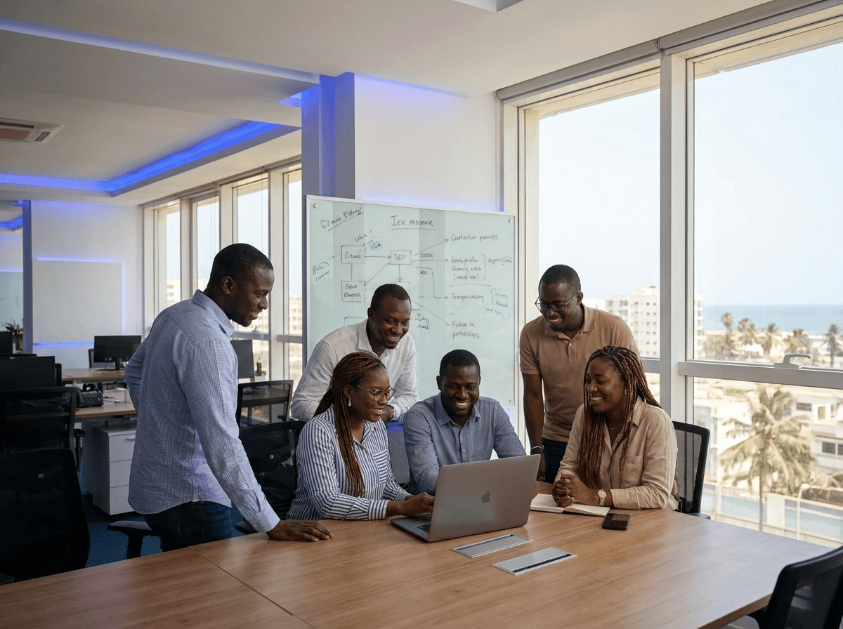 L'équipe G-TECH Sénégal au travail dans ses bureaux à Dakar